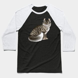 Cat - American Curl - Gray Tabby Baseball T-Shirt